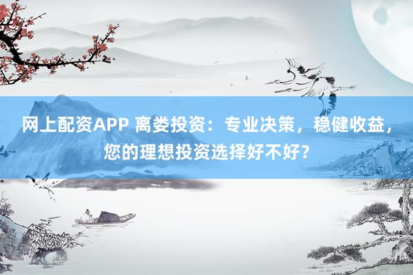 网上配资APP 离娄投资：专业决策，稳健收益，您的理想投资选择好不好？