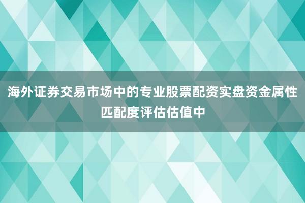 海外证券交易市场中的专业股票配资实盘资金属性匹配度评估估值中