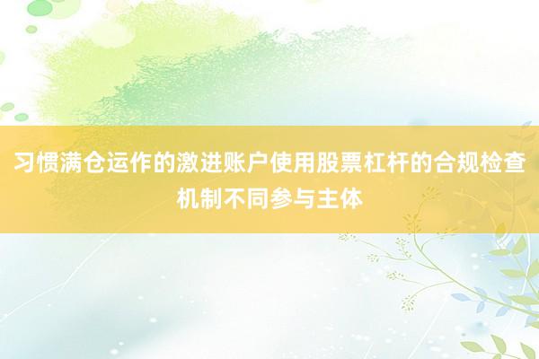 习惯满仓运作的激进账户使用股票杠杆的合规检查机制不同参与主体