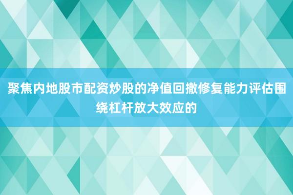 聚焦内地股市配资炒股的净值回撤修复能力评估围绕杠杆放大效应的