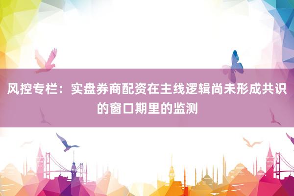 风控专栏：实盘券商配资在主线逻辑尚未形成共识的窗口期里的监测
