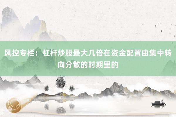 风控专栏：杠杆炒股最大几倍在资金配置由集中转向分散的时期里的