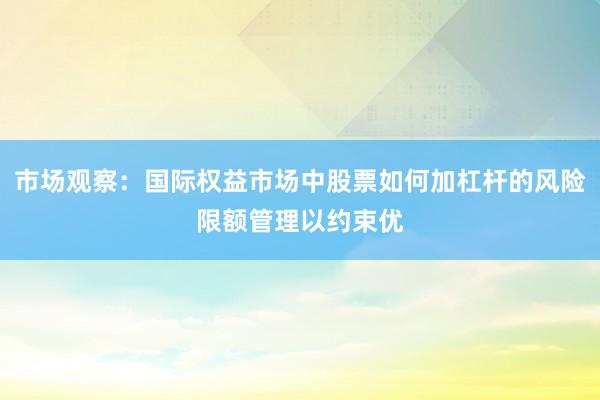 市场观察：国际权益市场中股票如何加杠杆的风险限额管理以约束优