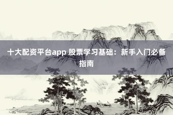十大配资平台app 股票学习基础：新手入门必备指南