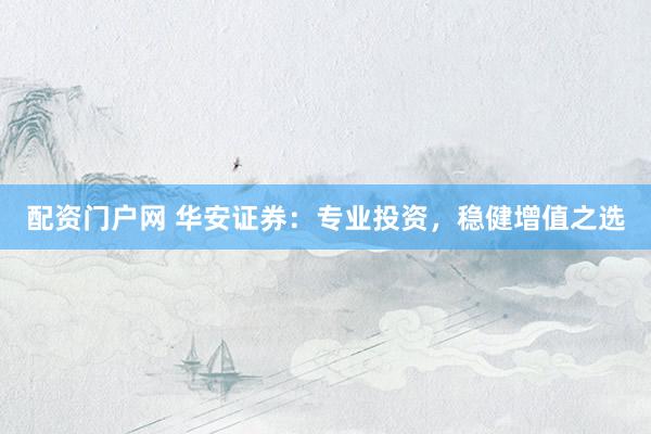 配资门户网 华安证券：专业投资，稳健增值之选
