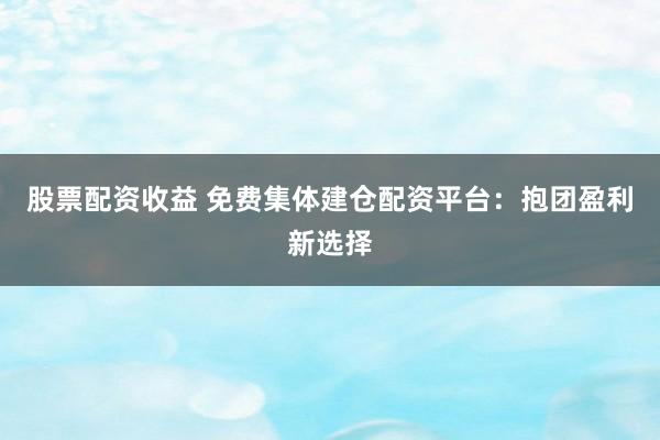 股票配资收益 免费集体建仓配资平台：抱团盈利新选择